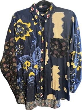 Desigual Button Down Patchwork Shirt M